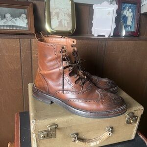 Ralph Lauren purple label collection Men's Brown Leather Wingtip Lace-Up Boots